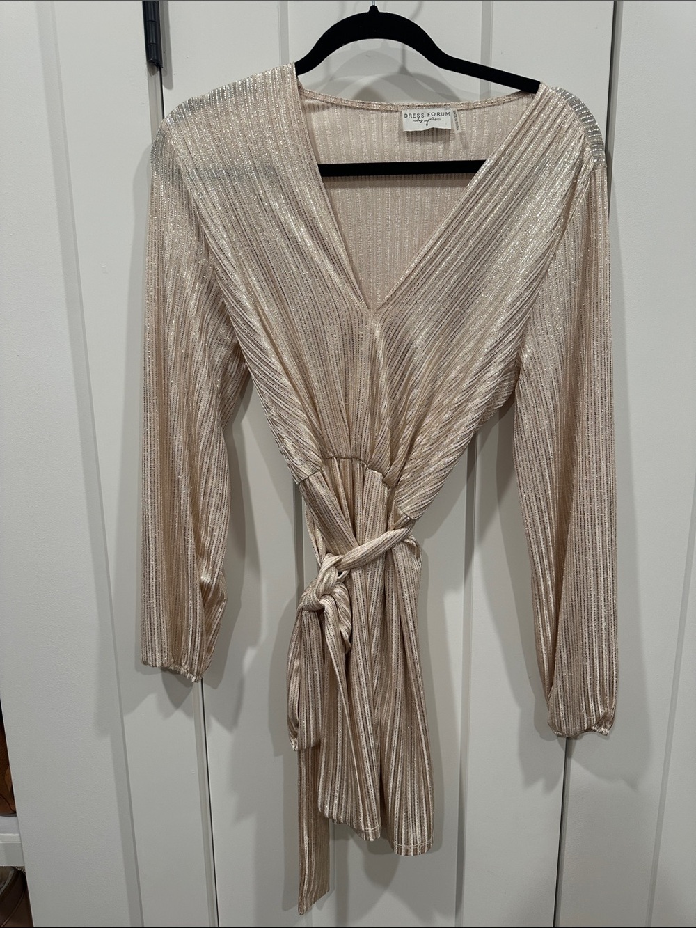 Dress Forum Shimmery Pleated Wrap Top - Champagne Gold